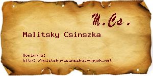 Malitsky Csinszka névjegykártya